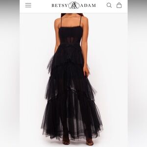 Betsy & Adam “Jasmine” Spaghetti Strap Corset Gown